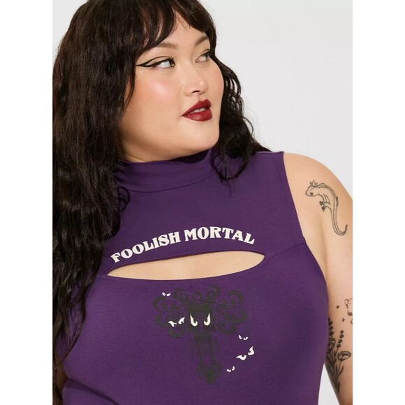 NWT Torrid Disney Haunted Mansion Foxy Mock Neck Cut Out Size 4 / 26 Plus AS IS - Picture 2 of 6